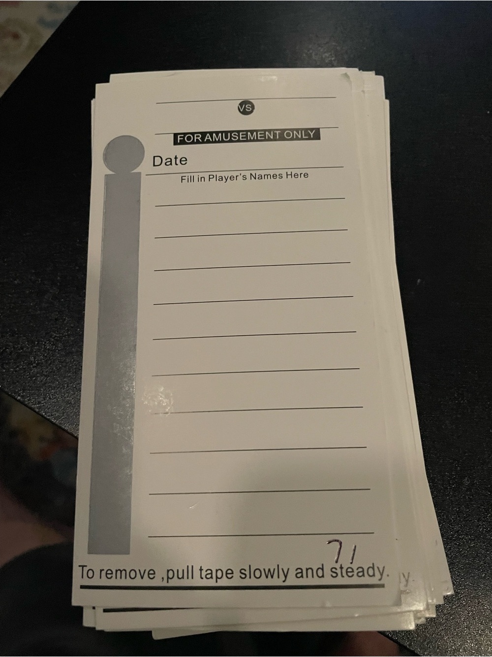 STRIP CARDS (FOR AMUSEMENT ONLY)